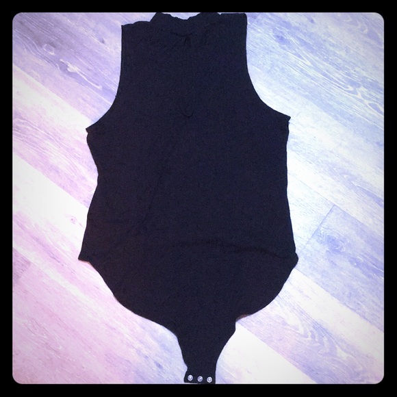 Tops - Black Sleeveless Ribbed Bodysuit